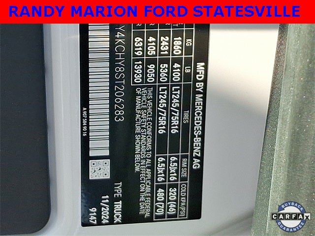 2025 Mercedes-Benz Sprinter 2500 Cargo 170 WB High Roof