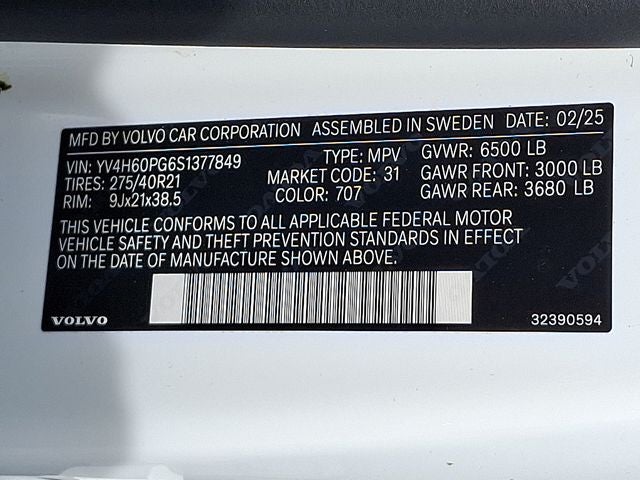 2025 Volvo XC90 Plug-In Hybrid T8 Ultra 7 Passenger 2025.5